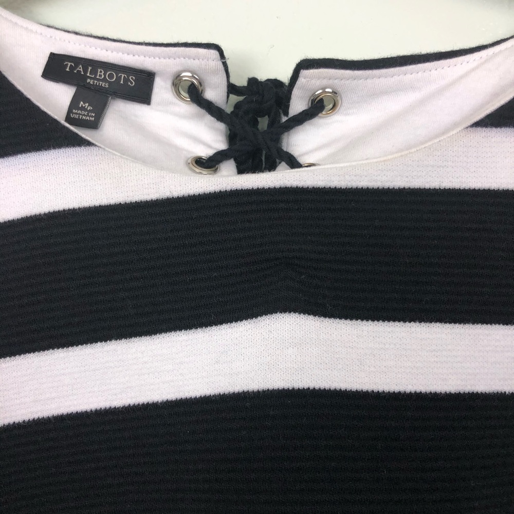 Talbots Boxy MP Tie Back Nautical 1/4 Sleeve Top - Picture 4 of 15